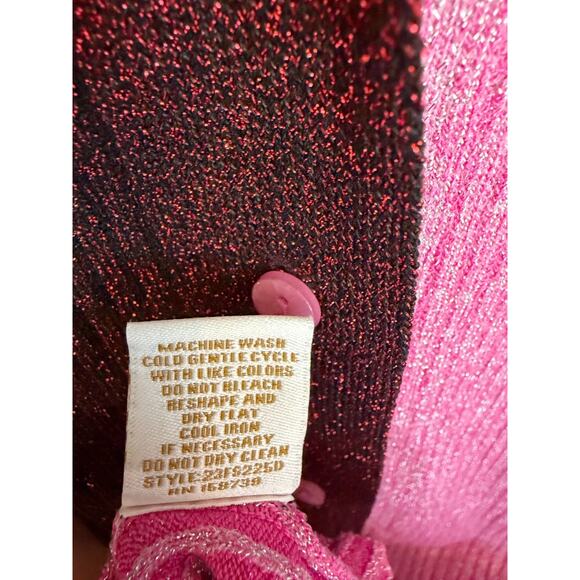 Cocobleu New York Size LG Button Up Knit Pink Red Shimmer Dress NWT - Picture 3 of 7